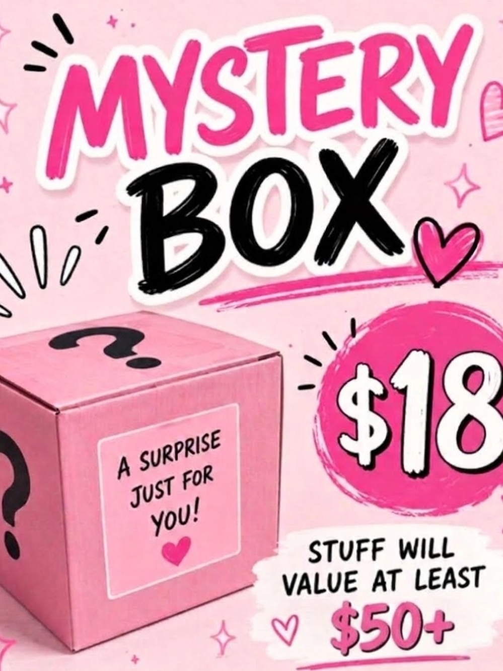 Pink Surprise Mystery Box for Women - Assorted Pink Accessories & Plush